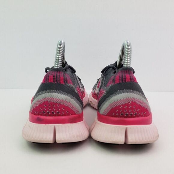 Nike Free Flyknit 5 Womens Size 6 Grey Pink Foil Running Shoes 615806 016 - Picture 9 of 13